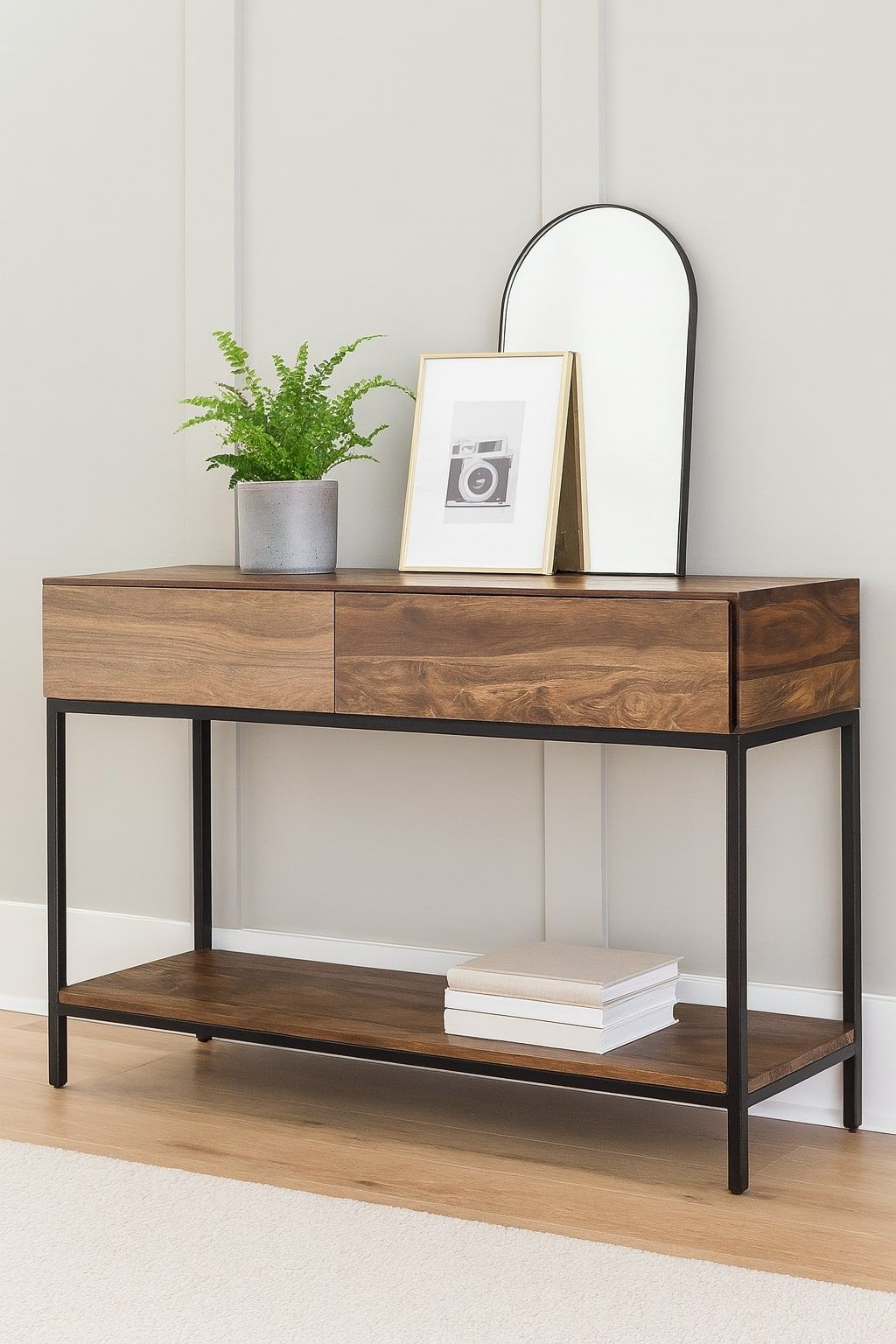 Two Drawers Wood Console Table