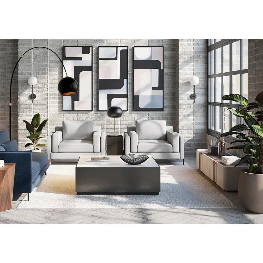 Cream Faux Leather Media Console