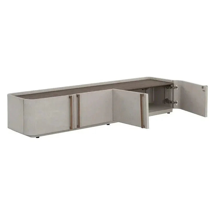 Cream Faux Leather Media Console