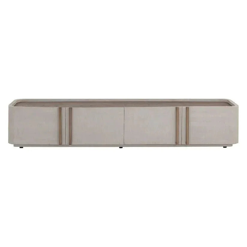 Cream Faux Leather Media Console