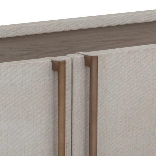 Cream Faux Leather Media Console