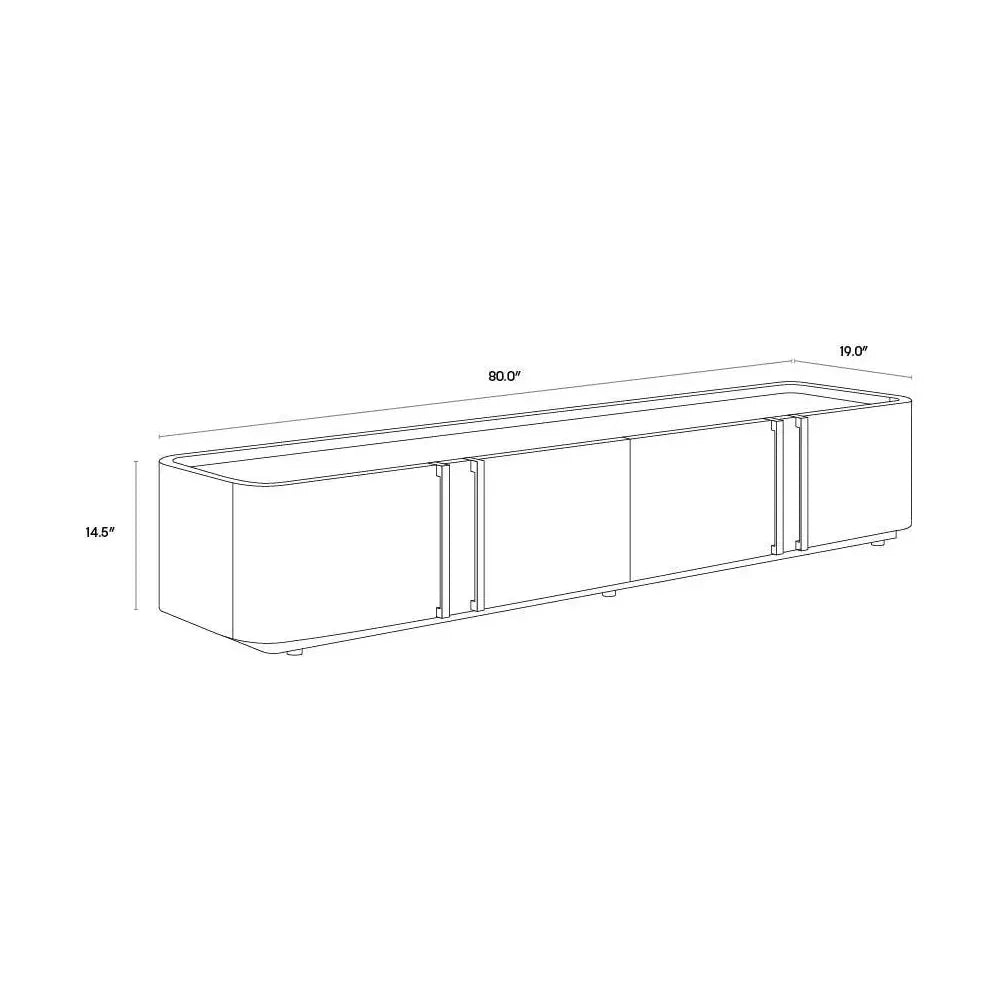 Cream Faux Leather Media Console