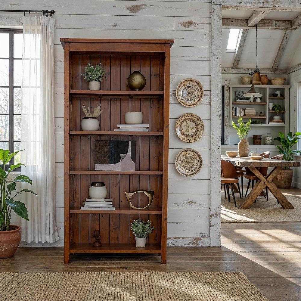 Five Shelves Wood Bookcase