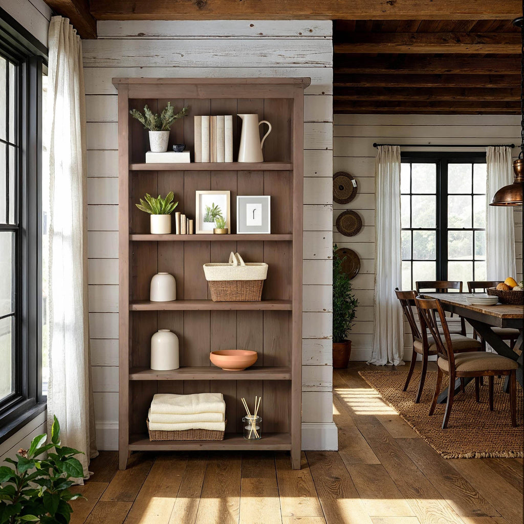 Five Shelves Wood Bookcase