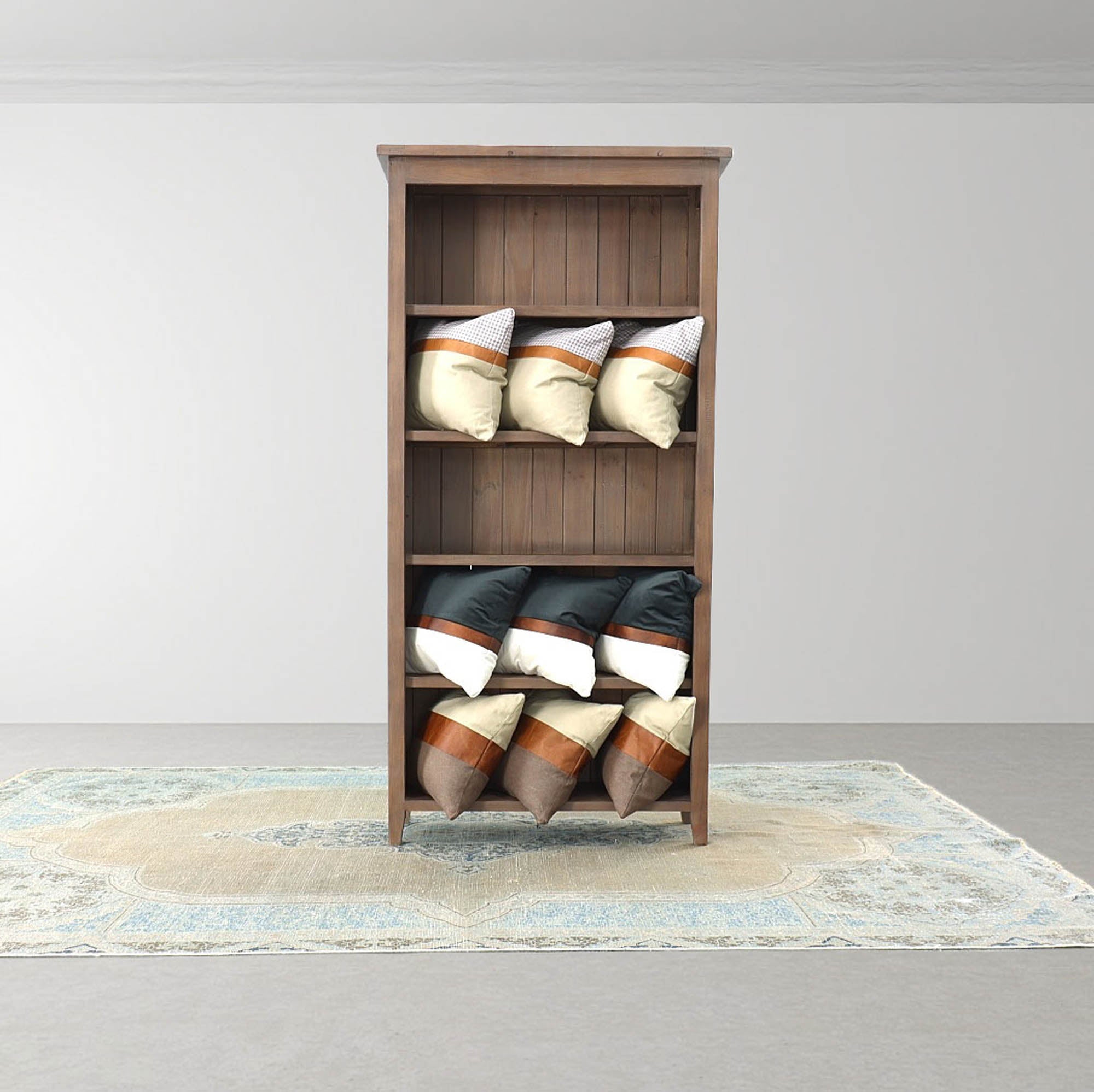 Five Shelves Wood Bookcase