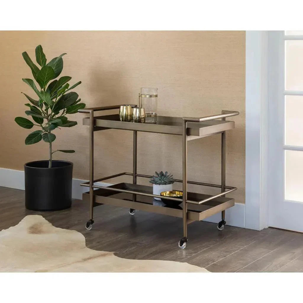 Steel Framed Glass Bar Cart