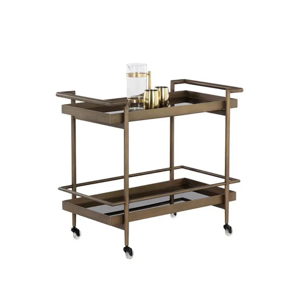 Steel Framed Glass Bar Cart