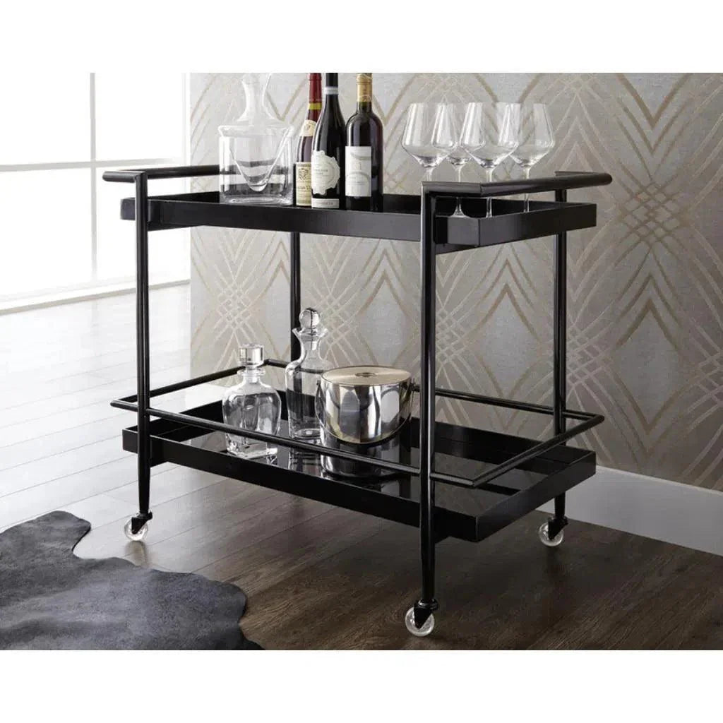 Steel Framed Glass Bar Cart