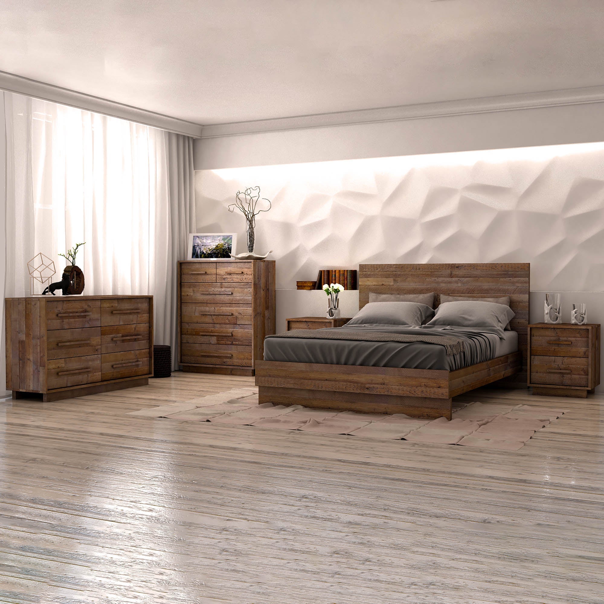 Wooden Brown Modern Bed
