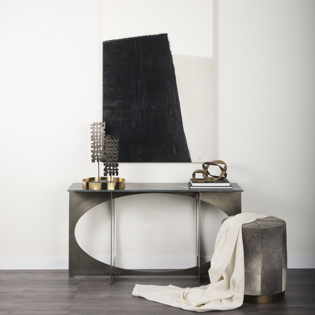 Black Marble Top Rectangular Console Table
