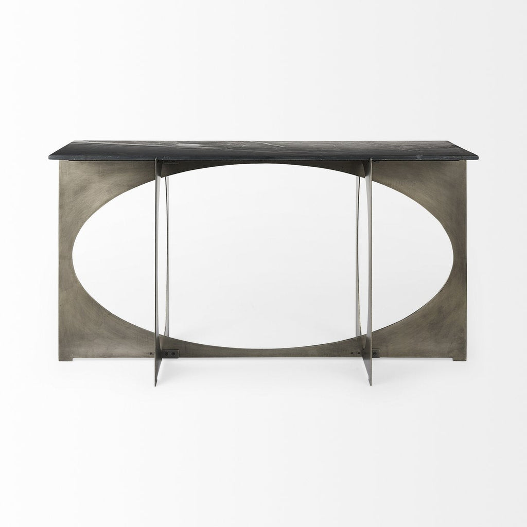 Black Marble Top Rectangular Console Table