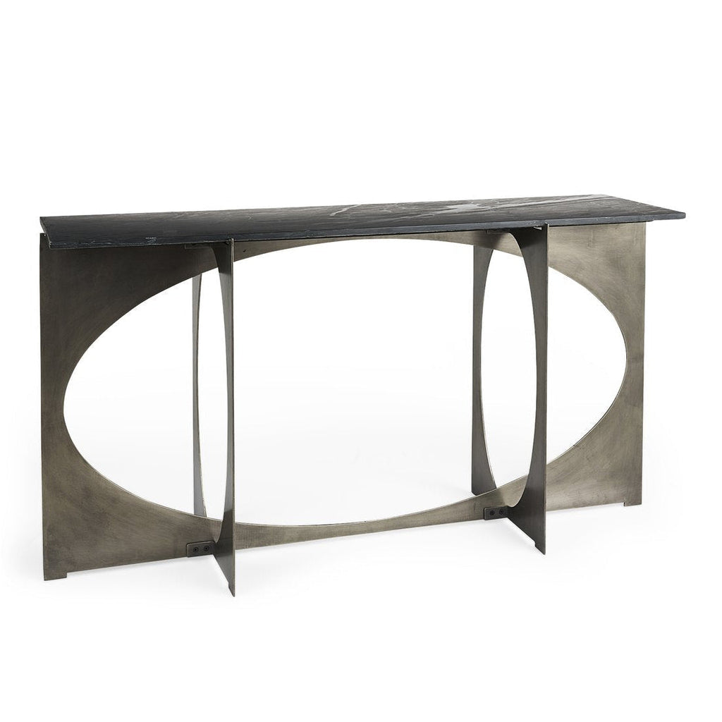 Black Marble Top Rectangular Console Table