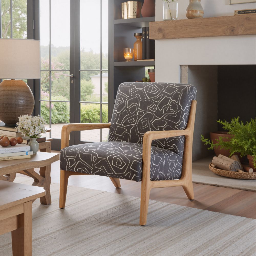 Printed Fabric Accent Chair