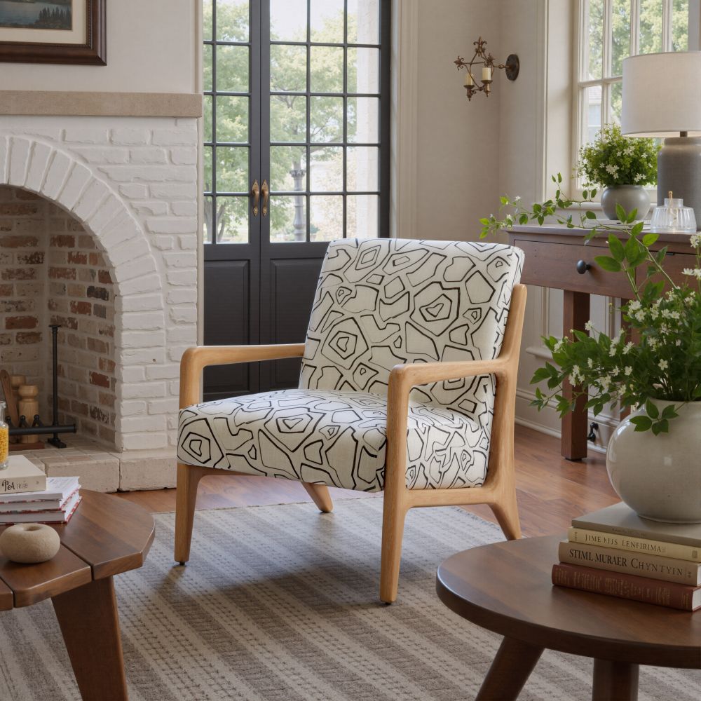 Printed Fabric Accent Chair