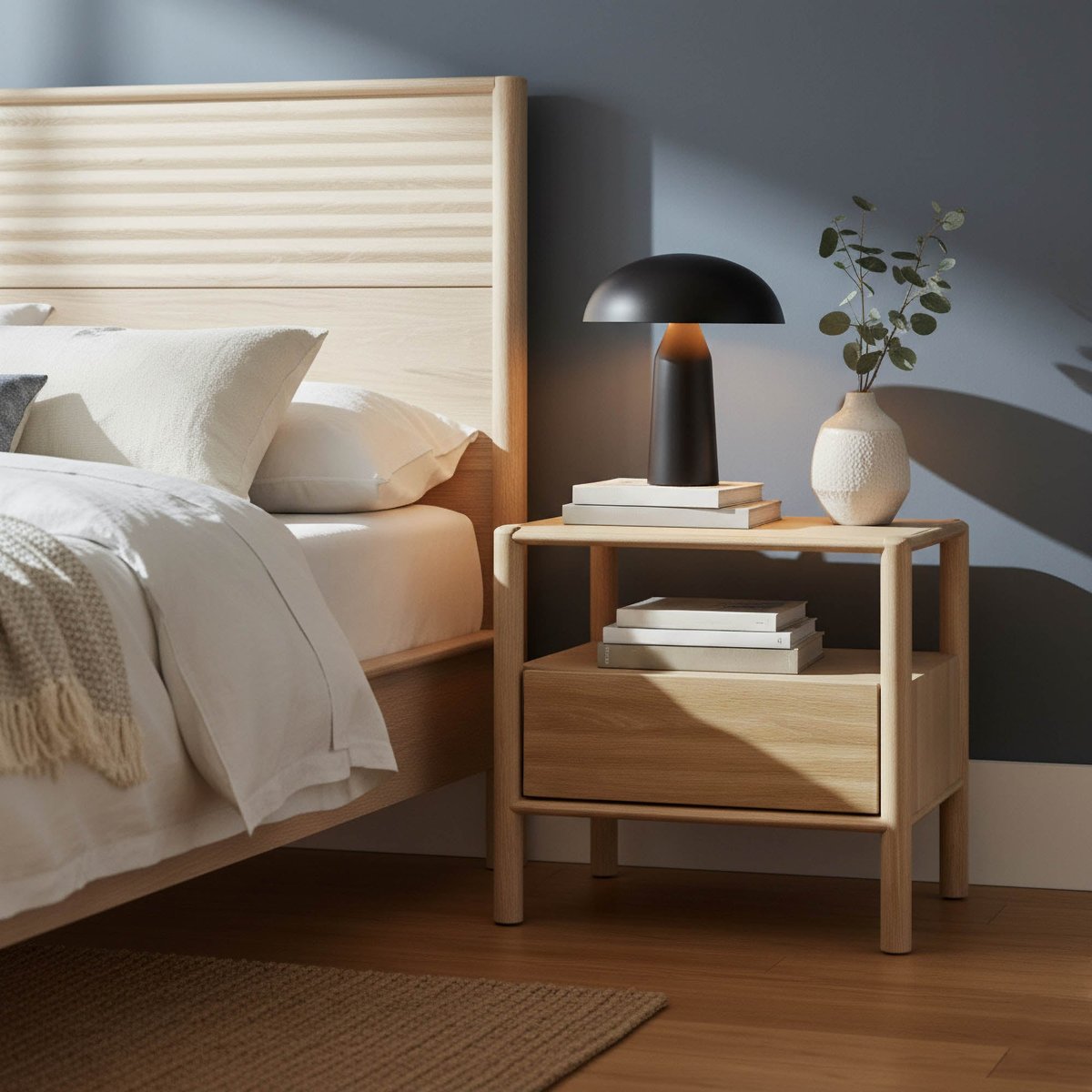 One Drawer Wood Nightstand