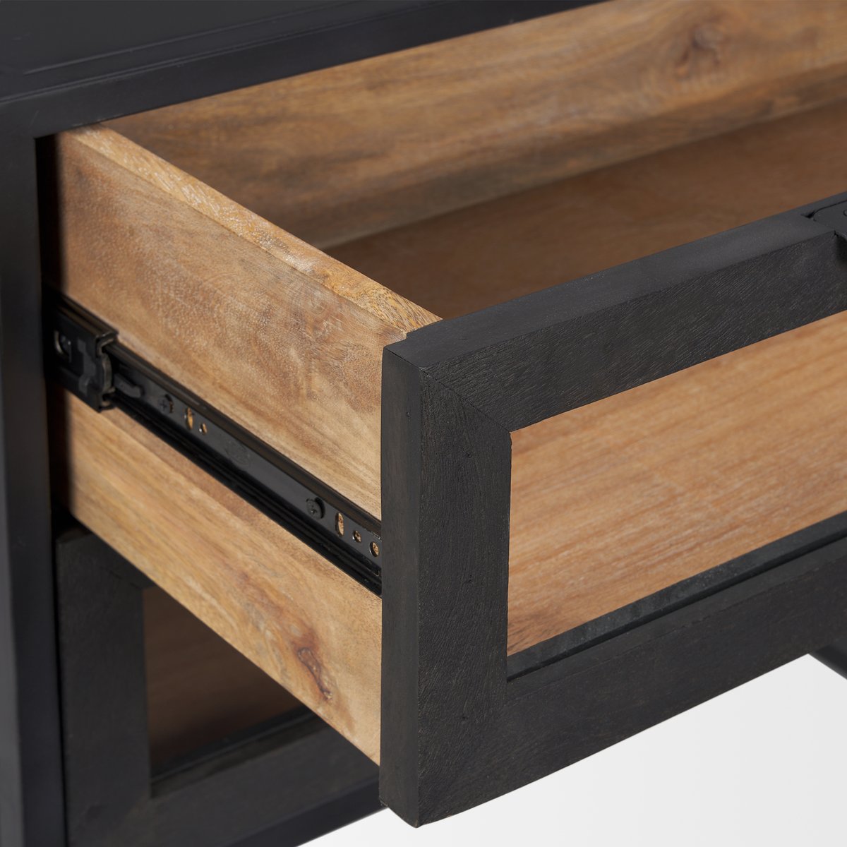 Two Drawers Black Nightstand