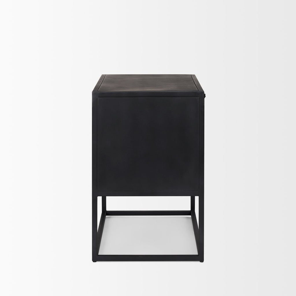 Two Drawers Black Nightstand