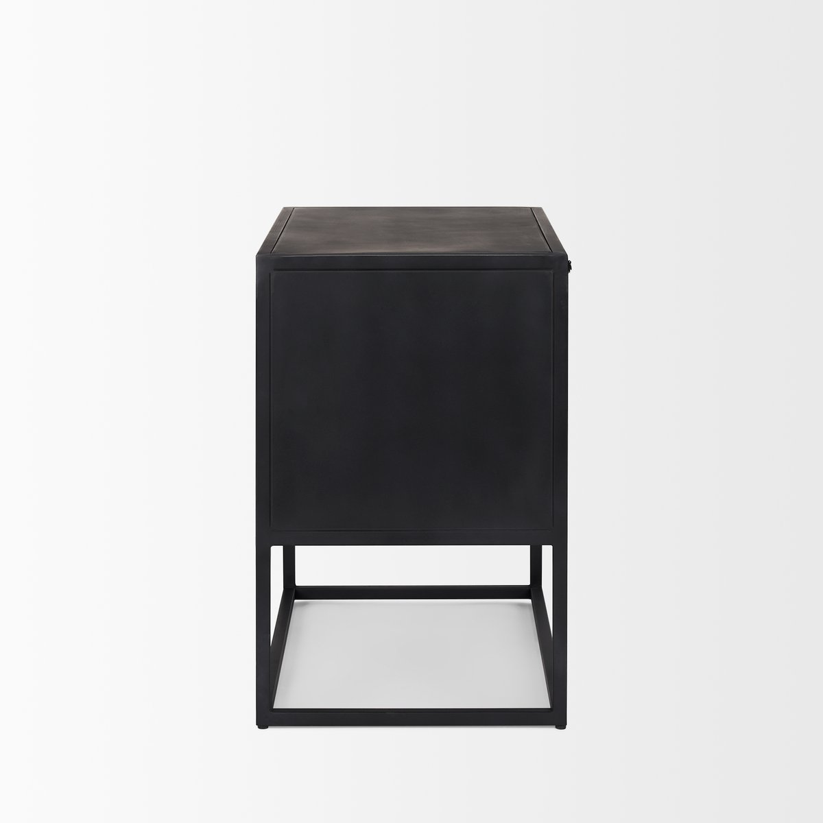 Two Drawers Black Nightstand