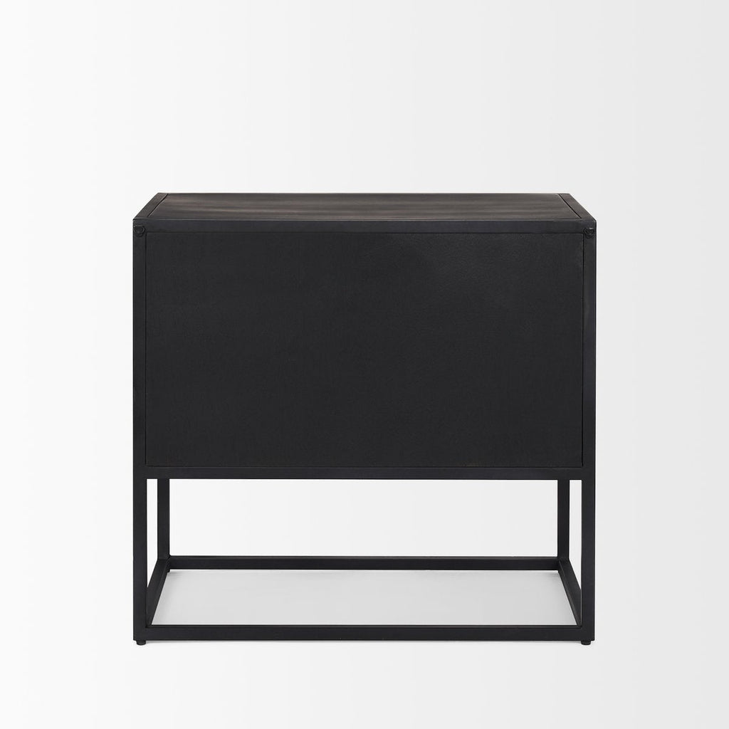 Two Drawers Black Nightstand