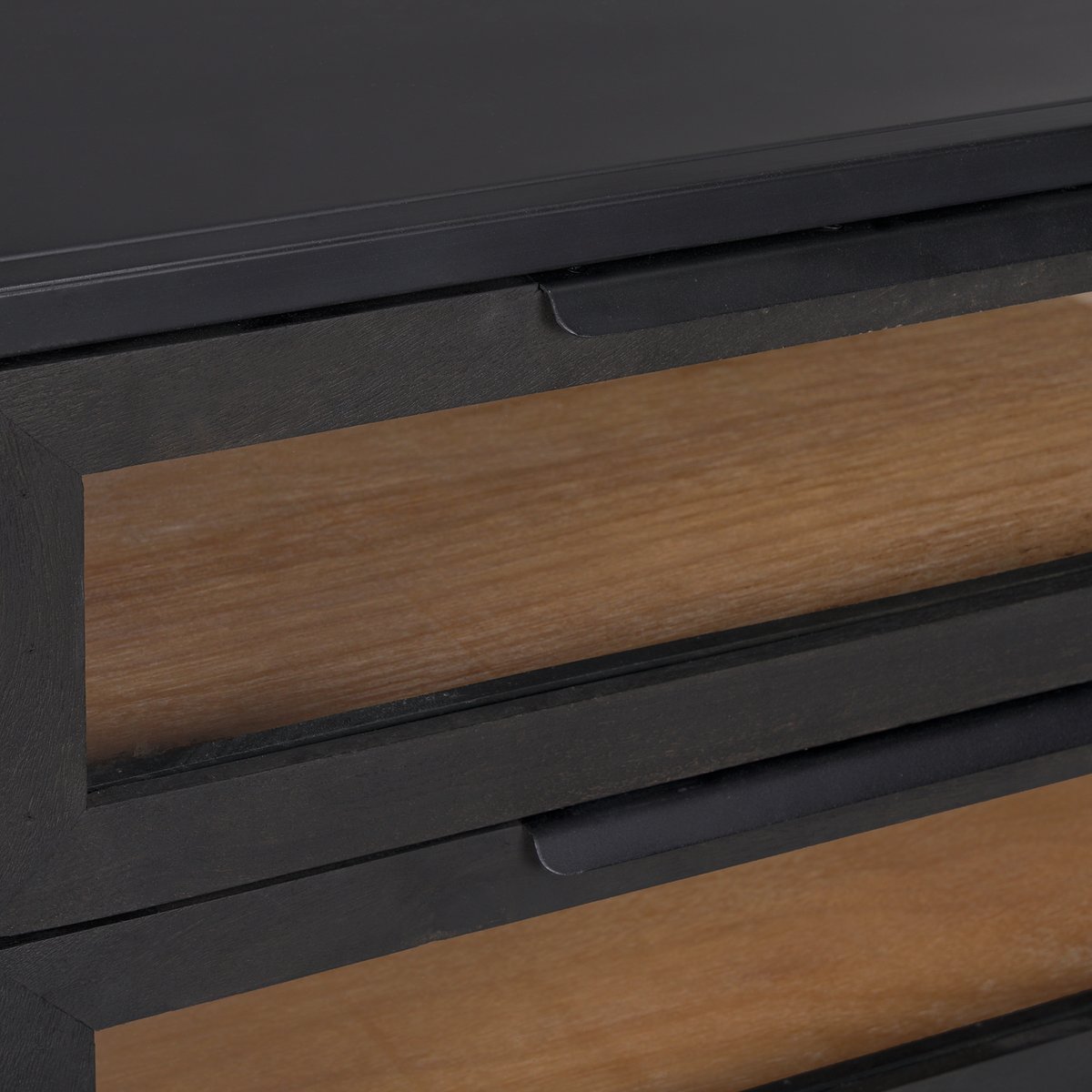 Two Drawers Black Nightstand