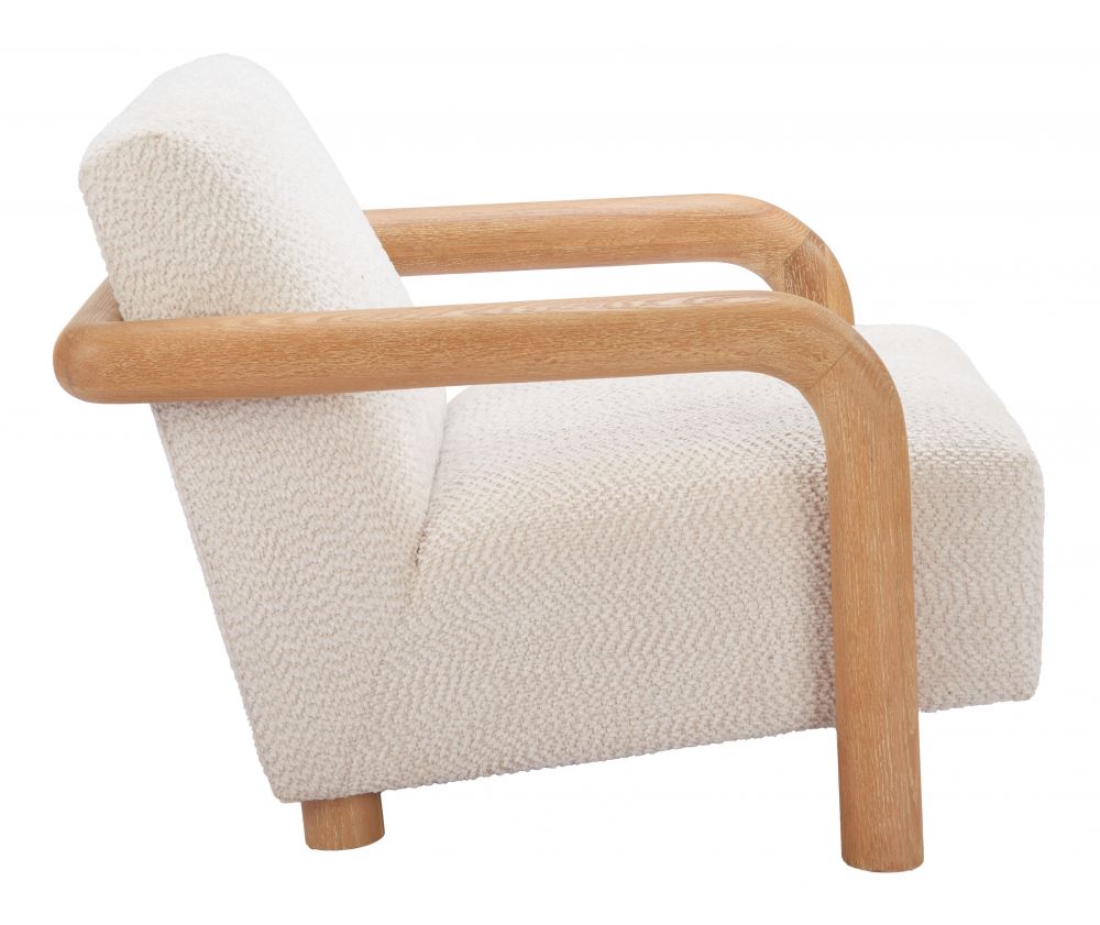 White Textured Fabric Accent Chair