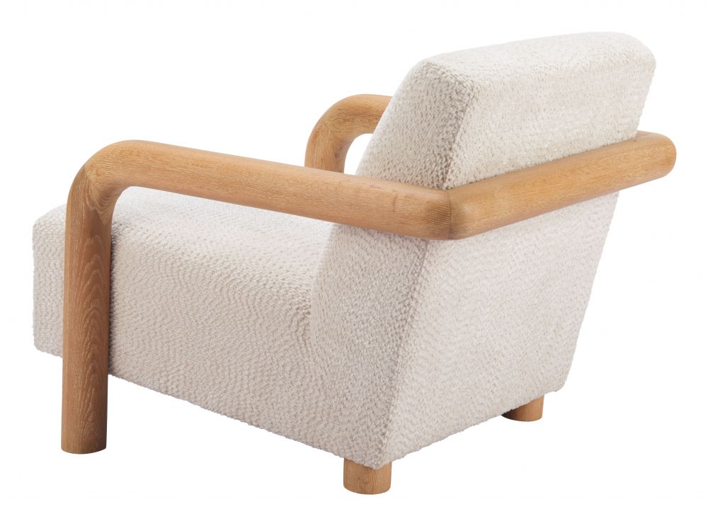 White Textured Fabric Accent Chair