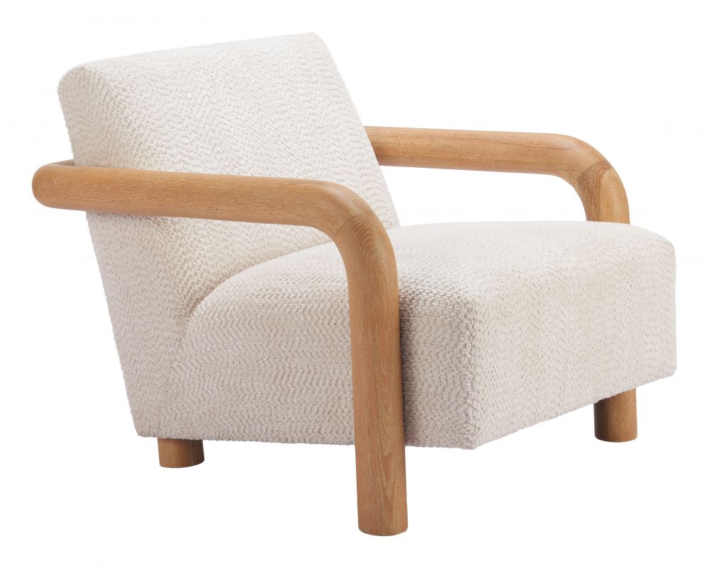White Textured Fabric Accent Chair