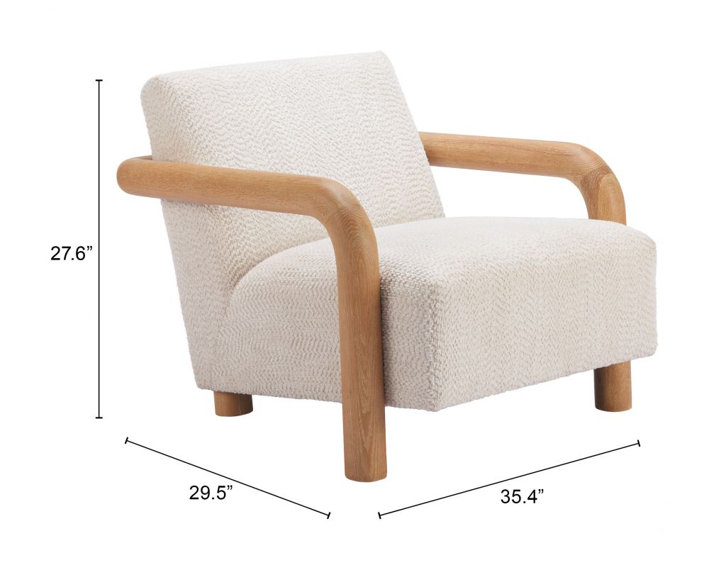 White Textured Fabric Accent Chair