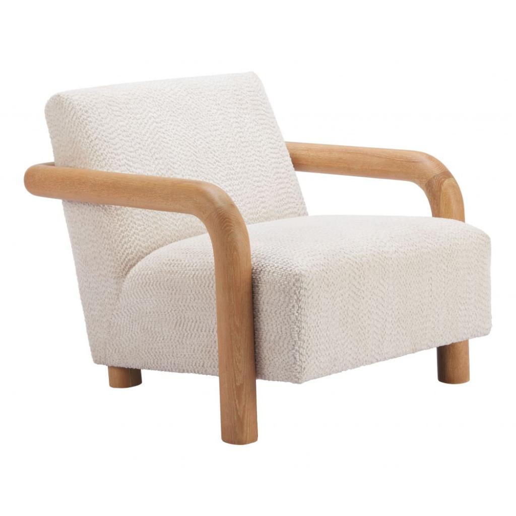 White Textured Fabric Accent Chair