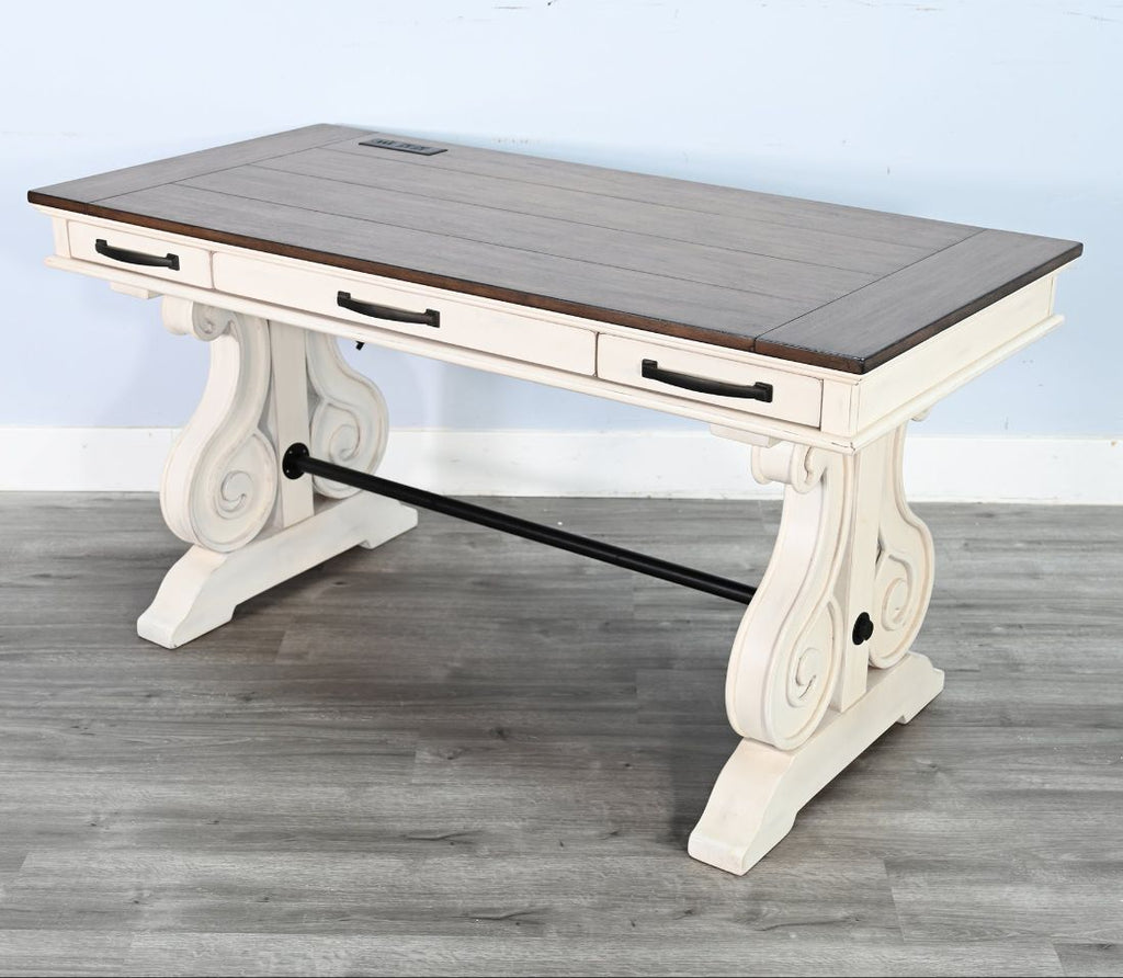 Three Drawers Wood Desk with Power Strip