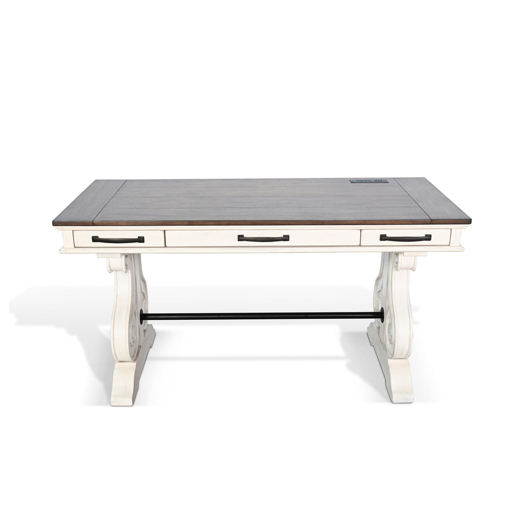 Three Drawers Wood Desk with Power Strip
