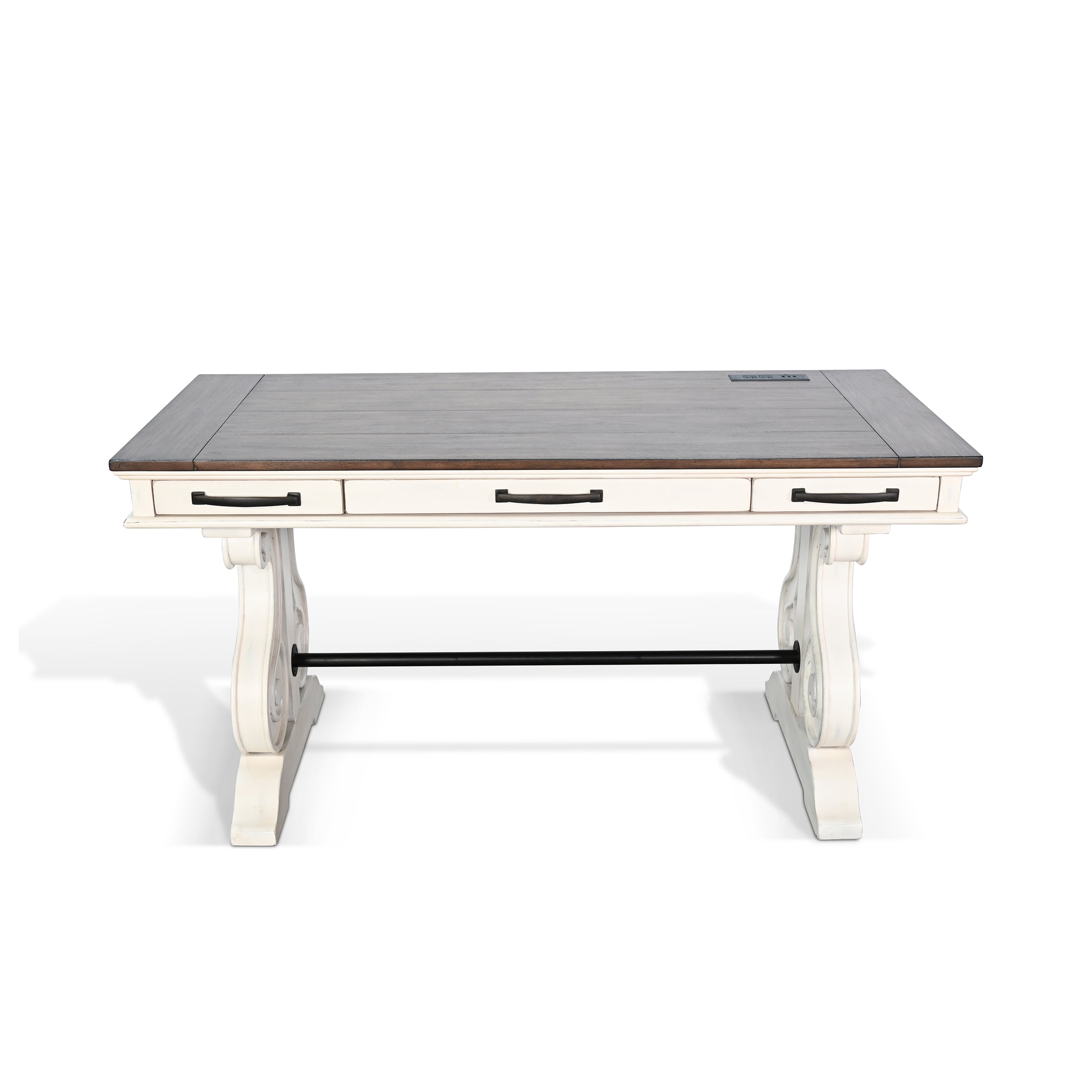 Three Drawers Wood Desk with Power Strip