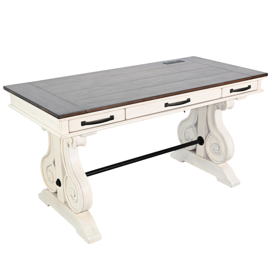 Three Drawers Wood Desk with Power Strip