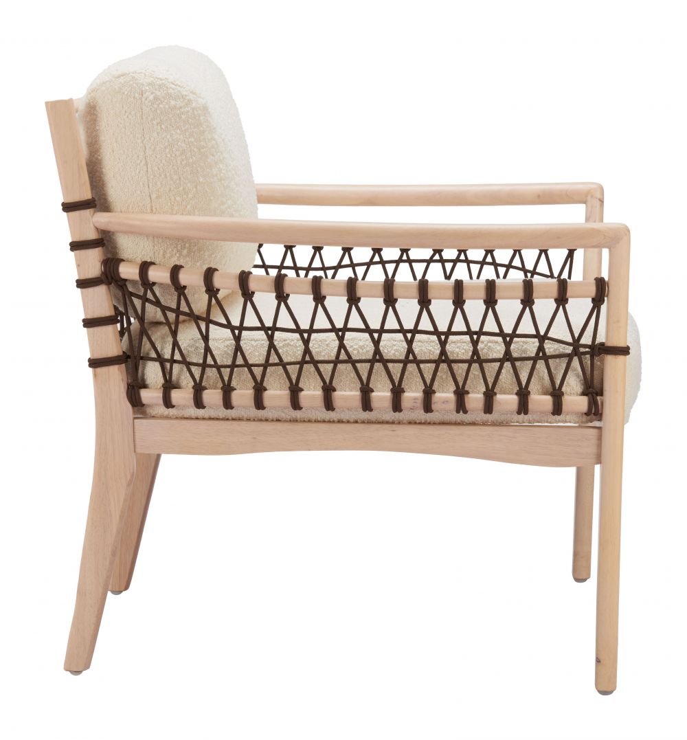 Ivory Textured Fabric Accent Chair