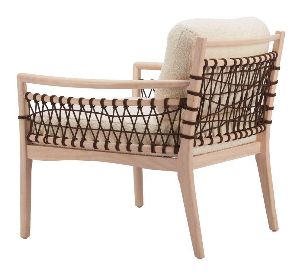 Ivory Textured Fabric Accent Chair
