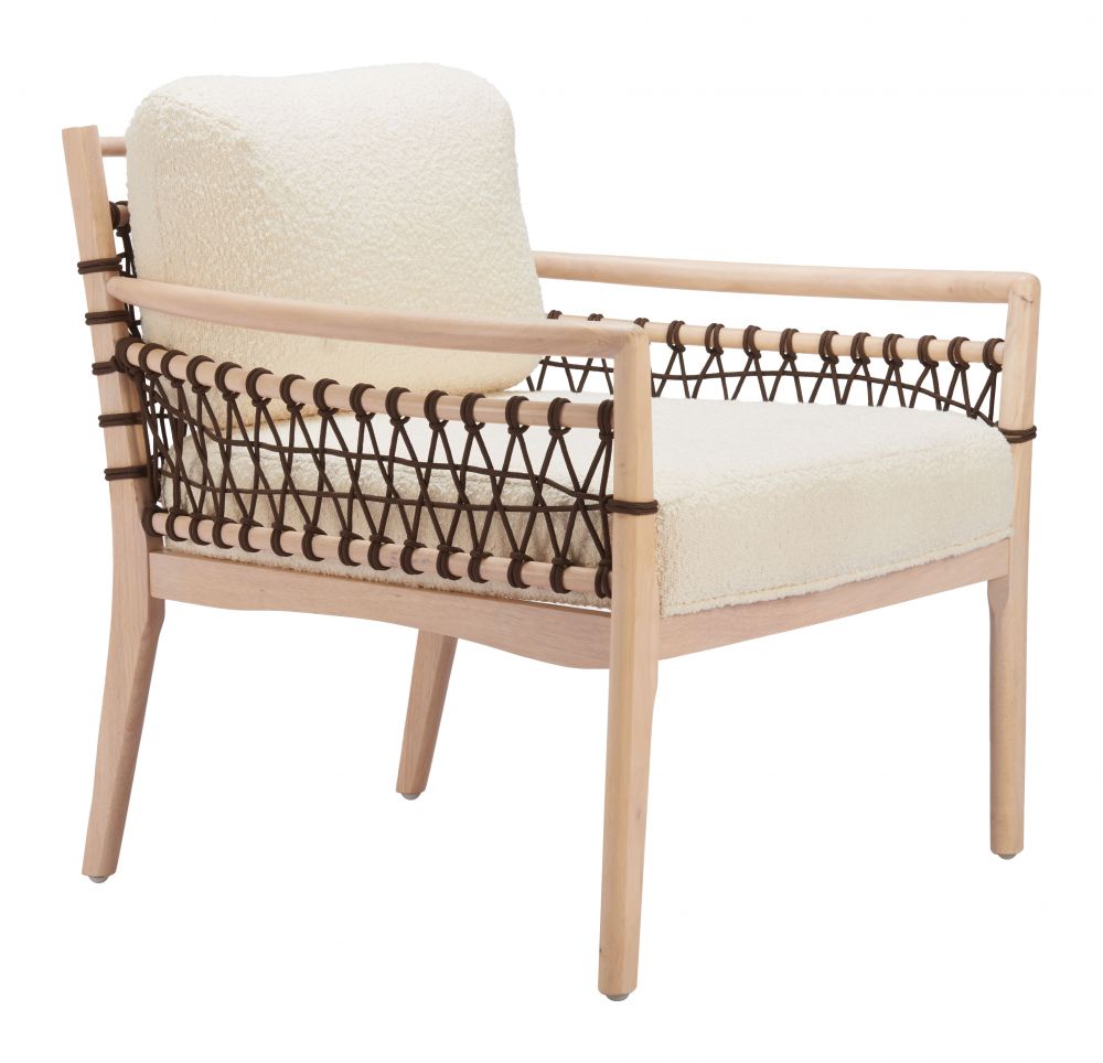 Ivory Textured Fabric Accent Chair