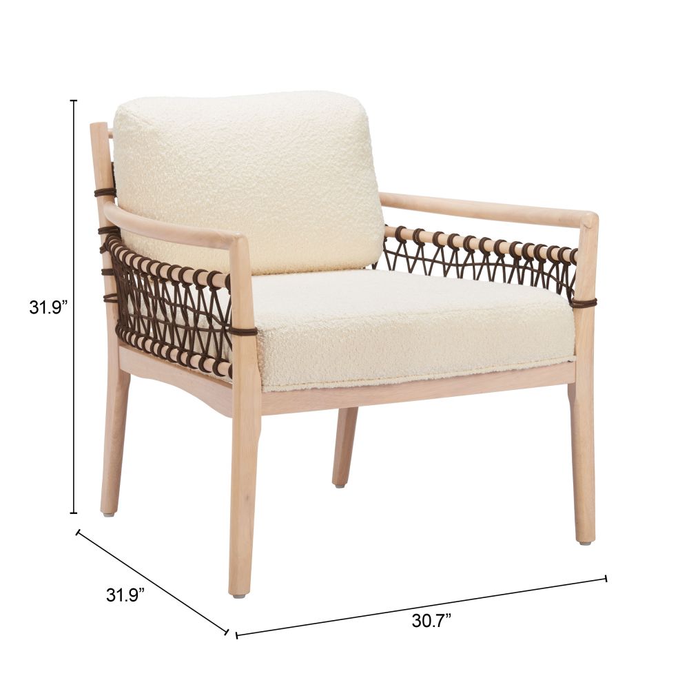 Ivory Textured Fabric Accent Chair