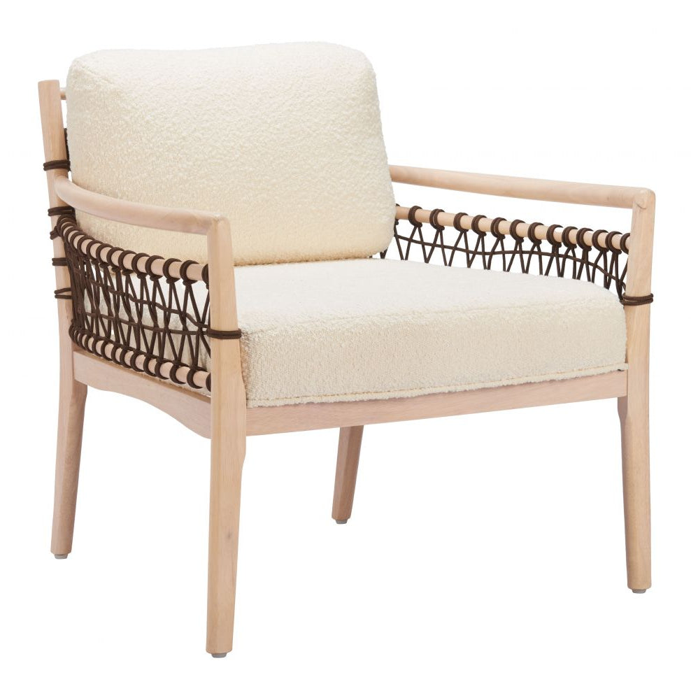 Ivory Textured Fabric Accent Chair