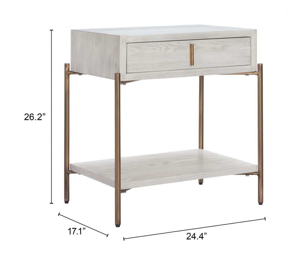 One Drawer Wood Nightstand