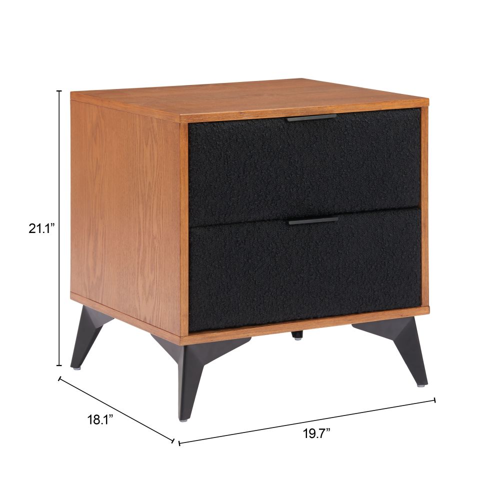 Two Drawers Wood Nightstand