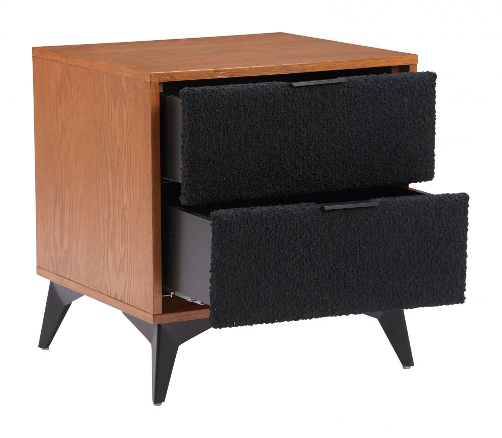 Two Drawers Wood Nightstand