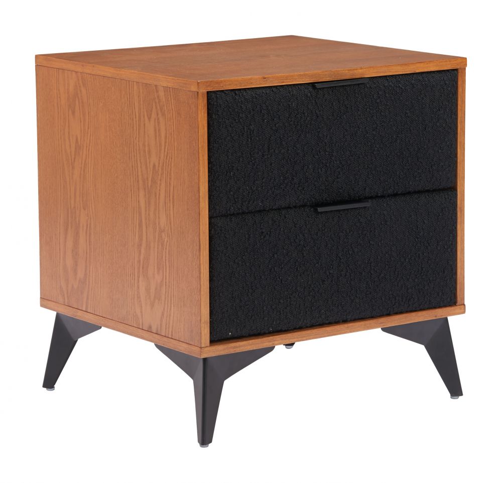 Two Drawers Wood Nightstand