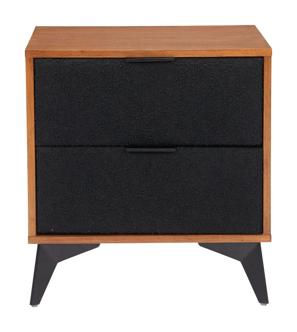 Two Drawers Wood Nightstand