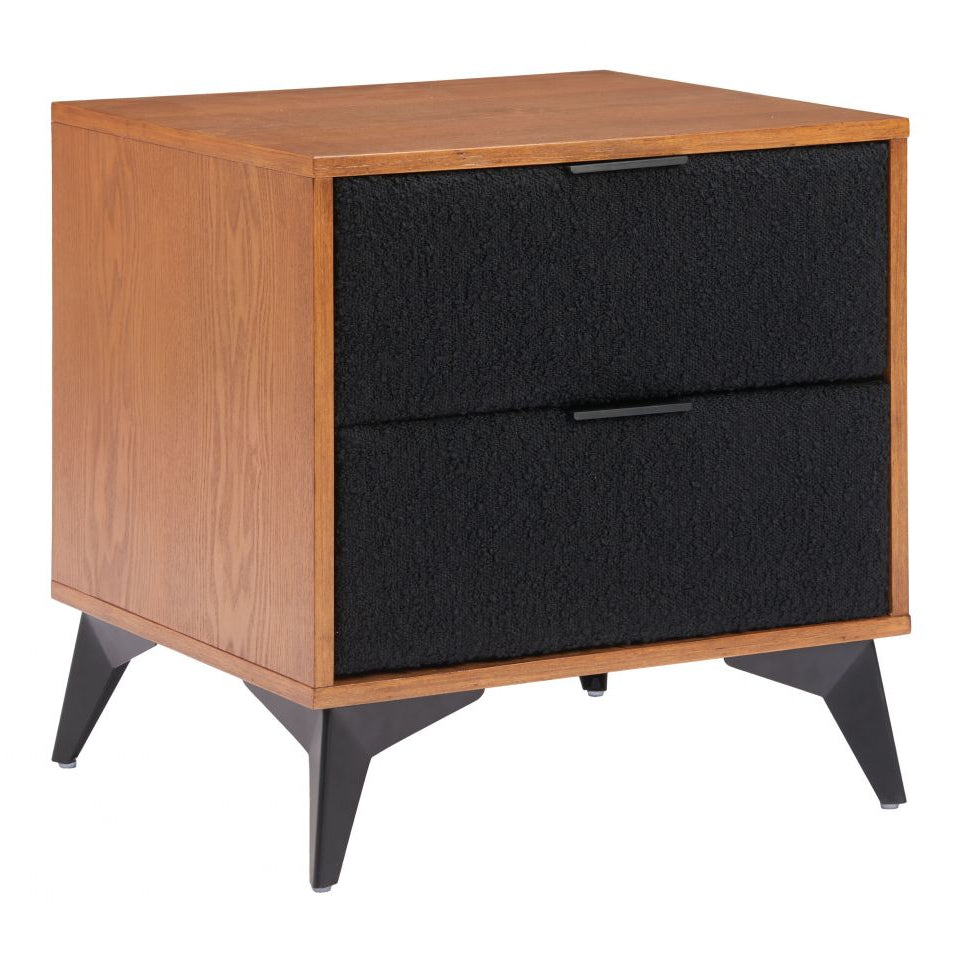 Two Drawers Wood Nightstand